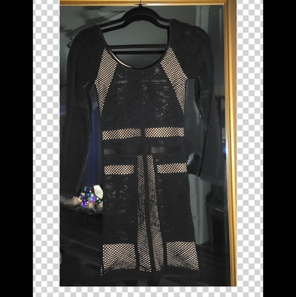 BEBE mesh black nude dress - Picture 2 of 2